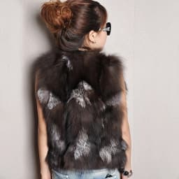 Winter Women Real Sliver Fox Fur Vest Short Style Warm 100% Natural Real Sliver Fox Fur Gilet Sliver Fox Fur Sleeveless Jacket