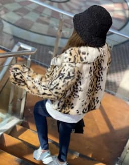 Luxury Real natural genuine rabbit fur coat women's warm fashion short style leopard jacket for winter ustom any size