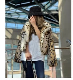 Luxury Real natural genuine rabbit fur coat women's warm fashion short style leopard jacket for winter ustom any size