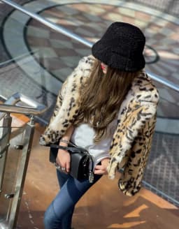 Luxury Real natural genuine rabbit fur coat women's warm fashion short style leopard jacket for winter ustom any size