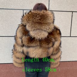 New Women's Raccoon Fur Coat Luxury Multiple Short and Hooded Natural Raccoon Fur Women's Jacket Winter