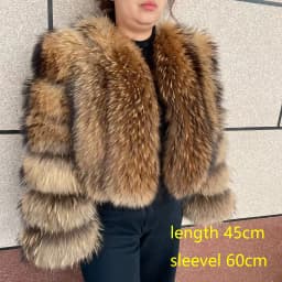 New Women's Raccoon Fur Coat Luxury Multiple Short and Hooded Natural Raccoon Fur Women's Jacket Winter