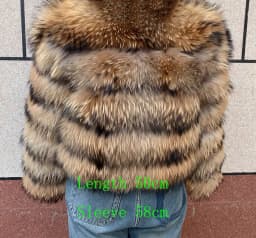 New Women's Raccoon Fur Coat Luxury Multiple Short and Hooded Natural Raccoon Fur Women's Jacket Winter