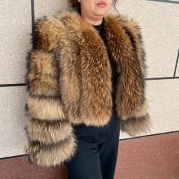 New Women's Raccoon Fur Coat Luxury Multiple Short and Hooded Natural Raccoon Fur Women's Jacket Winter