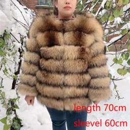 New Women's Raccoon Fur Coat Luxury Multiple Short and Hooded Natural Raccoon Fur Women's Jacket Winter