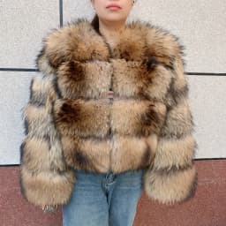 New Women's Raccoon Fur Coat Luxury Multiple Short and Hooded Natural Raccoon Fur Women's Jacket Winter