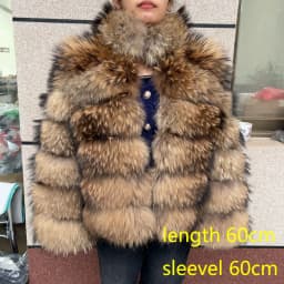 New Women's Raccoon Fur Coat Luxury Multiple Short and Hooded Natural Raccoon Fur Women's Jacket Winter
