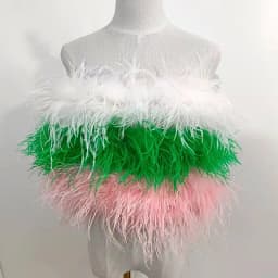 Length 22cm 100% Natural Ostrich Hair Bra Underwear Women's Fur Coat Real Ostrich Fur Coat Fur Mini Skirt Customization