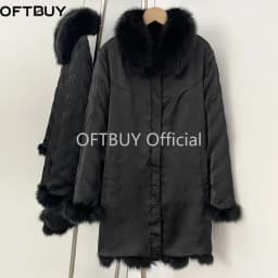 OFTBUY Natural Fox Fur Jacket Luxury Style Streetwear Lady New Winter Clothing Women Fashion Warm Thick Real Fur Coat Female