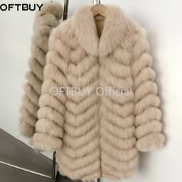 OFTBUY Natural Fox Fur Jacket Luxury Style Streetwear Lady New Winter Clothing Women Fashion Warm Thick Real Fur Coat Female