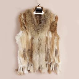 VR001 Womens Natural Real Rabbit Fur Vest With Raccoon Fur Collar Waistcoat/jackets Rex Rabbit Knitted Winter