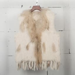 VR001 Womens Natural Real Rabbit Fur Vest With Raccoon Fur Collar Waistcoat/jackets Rex Rabbit Knitted Winter
