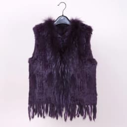 VR001 Womens Natural Real Rabbit Fur Vest With Raccoon Fur Collar Waistcoat/jackets Rex Rabbit Knitted Winter