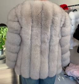 HUAQIUMEISI Women's Vertical Hooded Real Fox Fur Coat for Winter Fashion Natural Fur Jacket Vertical Hooded Raccoon Fur Coat