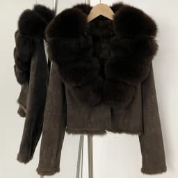 OFTBUY Fashion Short New Autumn Winter Fur Clothing Real Rabbit Fur Liner Suede Jacket Women Natural Fox Fur Collar Coat Female