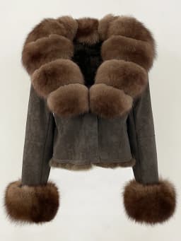 OFTBUY Fashion Short New Autumn Winter Fur Clothing Real Rabbit Fur Liner Suede Jacket Women Natural Fox Fur Collar Coat Female