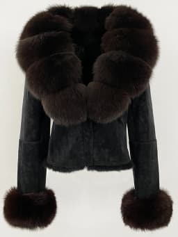 OFTBUY Fashion Short New Autumn Winter Fur Clothing Real Rabbit Fur Liner Suede Jacket Women Natural Fox Fur Collar Coat Female