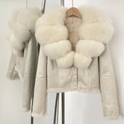OFTBUY Fashion Short New Autumn Winter Fur Clothing Real Rabbit Fur Liner Suede Jacket Women Natural Fox Fur Collar Coat Female