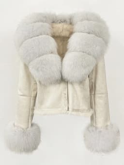 OFTBUY Fashion Short New Autumn Winter Fur Clothing Real Rabbit Fur Liner Suede Jacket Women Natural Fox Fur Collar Coat Female