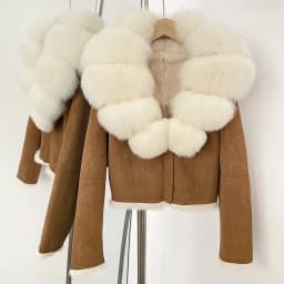 OFTBUY Fashion Short New Autumn Winter Fur Clothing Real Rabbit Fur Liner Suede Jacket Women Natural Fox Fur Collar Coat Female