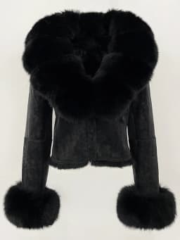 OFTBUY Fashion Short New Autumn Winter Fur Clothing Real Rabbit Fur Liner Suede Jacket Women Natural Fox Fur Collar Coat Female