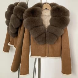 OFTBUY Fashion Short New Autumn Winter Fur Clothing Real Rabbit Fur Liner Suede Jacket Women Natural Fox Fur Collar Coat Female