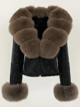 OFTBUY Fashion Short New Autumn Winter Fur Clothing Real Rabbit Fur Liner Suede Jacket Women Natural Fox Fur Collar Coat Female