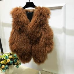 V neck Natural 100% Pure Mogolia Fur Vest Genuine Real Sheep Fur Gilet Hot Basic Match Short New Drop Shipping Fur Coat tsr855