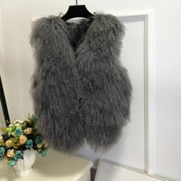 V neck Natural 100% Pure Mogolia Fur Vest Genuine Real Sheep Fur Gilet Hot Basic Match Short New Drop Shipping Fur Coat tsr855