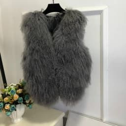 V neck Natural 100% Pure Mogolia Fur Vest Genuine Real Sheep Fur Gilet Hot Basic Match Short New Drop Shipping Fur Coat tsr855