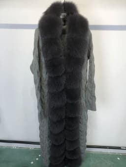 Natural Fox Fur Cardigan Long Women Winter Knitted Sweater With Hood Female