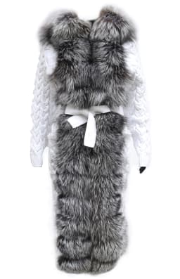 Natural Fox Fur Cardigan Long Women Winter Knitted Sweater With Hood Female