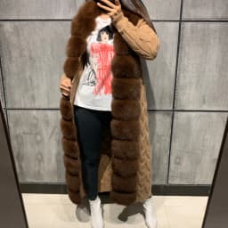 Natural Fox Fur Cardigan Long Women Winter Knitted Sweater With Hood Female