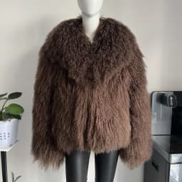 Beiziru Women's Mongolia Sheep Fur Coat Turn-down Collar Real Warm Stylish Outerwear Jacket