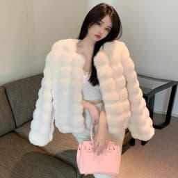 Fashionable Short Thickened Fur Jacket Women's Synthetic Rabbit Fur Sensation Outerwear Autumn Winter Stylish Coat