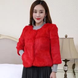 Real Rabbit Fur Coat Winter Women Warm 100% Genuine Rabbit Fur Jacket Natural Soft Rabbit Fur Lady Real Fur Overcoat