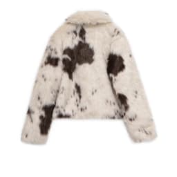 Fashionable Versatile Artificial Fur Animal Print Women's Jacket Autumn New Style JNLEAOG Standard Fit Short Coat Button Detail