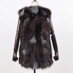 New Women Autumn Winter Long Style 100% Genuine Real Sliver Fox Fur Vest Natural Fox Fur Sleeveless Coat Lady Real Fox Fur Gilet