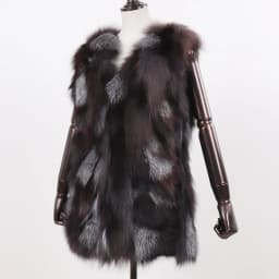 New Women Autumn Winter Long Style 100% Genuine Real Sliver Fox Fur Vest Natural Fox Fur Sleeveless Coat Lady Real Fox Fur Gilet