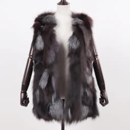 New Women Autumn Winter Long Style 100% Genuine Real Sliver Fox Fur Vest Natural Fox Fur Sleeveless Coat Lady Real Fox Fur Gilet