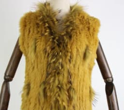 New knitted Rabbit fur vest gilet sleeveless garment waistcoat natural brown /grey/black