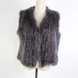 New knitted Rabbit fur vest gilet sleeveless garment waistcoat natural brown /grey/black
