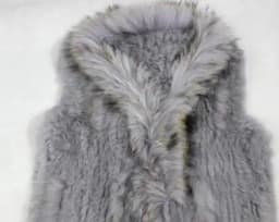 New knitted Rabbit fur vest gilet sleeveless garment waistcoat natural brown /grey/black