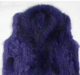 New knitted Rabbit fur vest gilet sleeveless garment waistcoat natural brown /grey/black
