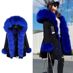 Maomaokong Natural Real Fur Lining Winter Women Jacket Long Fox Fur Coat Raccoon Fur Collar Hooded Thick Black Waterproof Parkas