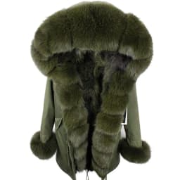 Maomaokong Natural Real Fur Lining Winter Women Jacket Long Fox Fur Coat Raccoon Fur Collar Hooded Thick Black Waterproof Parkas