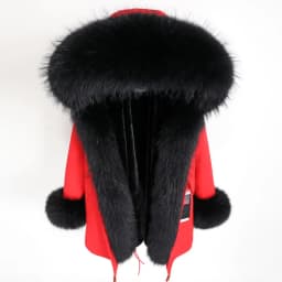 Maomaokong Natural Real Fur Lining Winter Women Jacket Long Fox Fur Coat Raccoon Fur Collar Hooded Thick Black Waterproof Parkas
