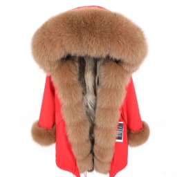 Maomaokong Natural Real Fur Lining Winter Women Jacket Long Fox Fur Coat Raccoon Fur Collar Hooded Thick Black Waterproof Parkas