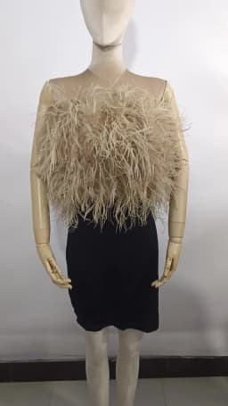 New 100% Natural Ostrich Hair Bra Wedding Underwear Women's Fur Coat Long Feather Top Lady Shirt Wrap Sexy Party Length 30 cm