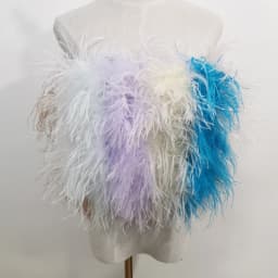 New 100% Natural Ostrich Hair Bra Wedding Underwear Women's Fur Coat Long Feather Top Lady Shirt Wrap Sexy Party Length 30 cm